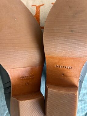 Nisolo Black Leather Ankle Boots with Tan Soles